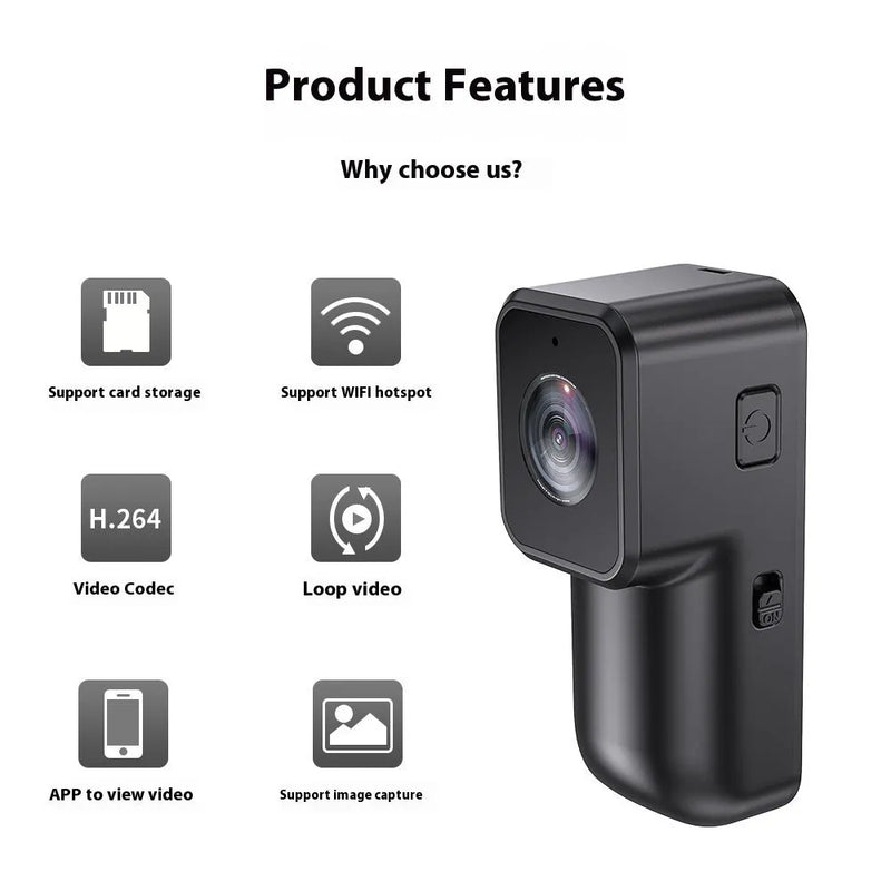 Mini WiFi Sports Camera Recorder Thumb Outdoor Action Cam 61.5x27x27mm Plastic Body USB Powered 128G 64G 32G 8G No Card Options with Wristband Riding Bracket Pet Strap Back Clip