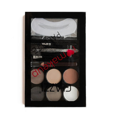 Natural Brown Eyebrow Powder Palette with brush and stencils for perfect shaping