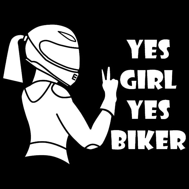 Cool Girl Rider character car decorative sticker in black, white, and laser colour options.