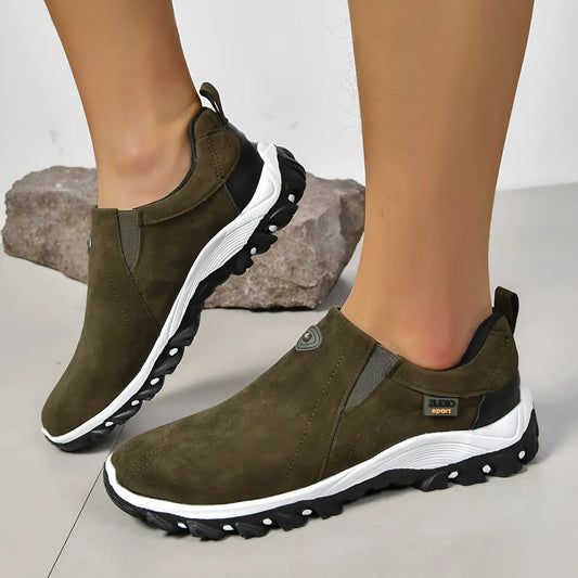 Men's round head shallow mouth thin slip-on shoes in black, blue, gray, green, and light brown on a white background.