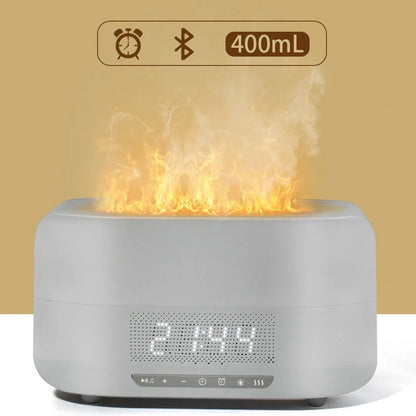 Square white Firelight Speaker & Humidifier measuring 229x110x127mm with 4-6 litre water tank