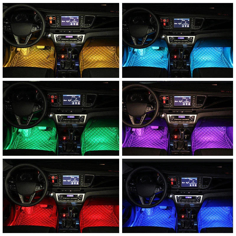 Stylish decorative car interior LED lights with wireless remote control and music-sync feature for customizable ambient lighting