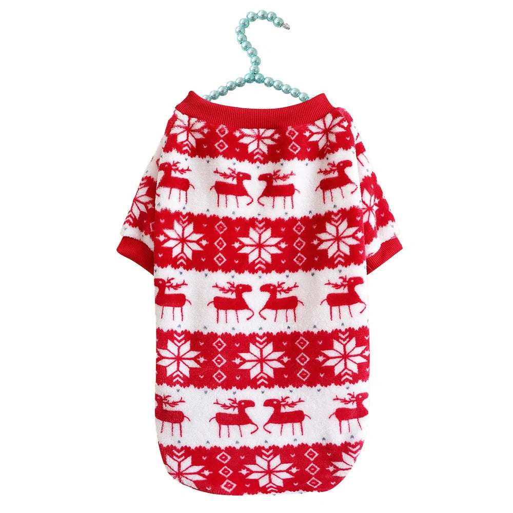 Winter warm padded dog sweater in Christmas red, sizes S to XL