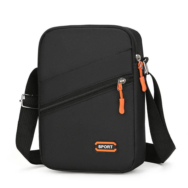 Oxford cloth crossbody commuter bag with contrast colour trim in silver grey