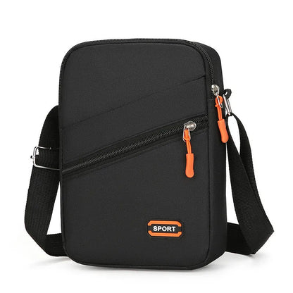 Oxford cloth crossbody commuter bag with contrast colour trim in silver grey