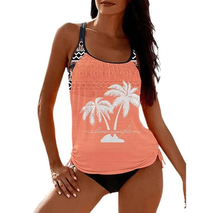 Women's loose fit split bikini set in seven colour options with polyester fabric for active wear