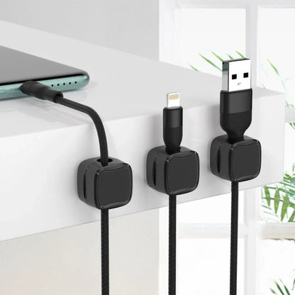 Adjustable Magnetic Cable Organizer for Under Desk - Premium Wire Holder and Manager in White and Black Colors
