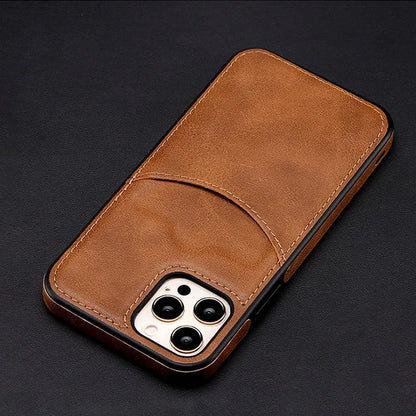 Dark blue PU protective case for iPhone models 7 through 14 with fall protection