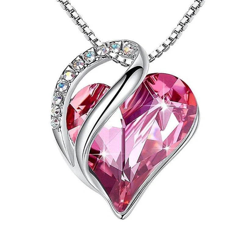 925 silver heart-shaped geometric necklace for women in various colors