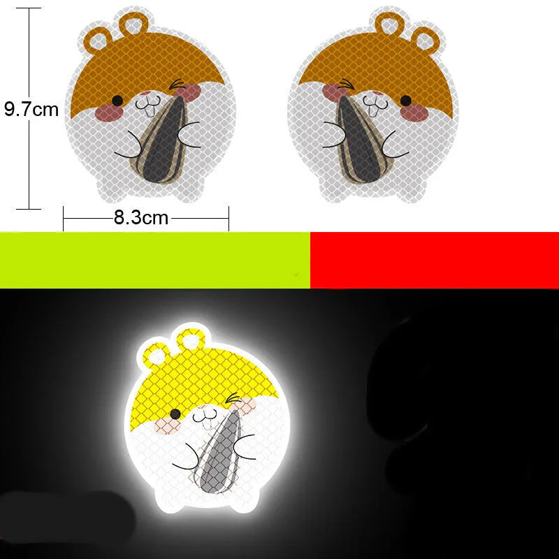 Reflective warning signs for automobiles and motorcycles with diamond film, 9cm by 5cm, in styles like Bucktooth melon seeds