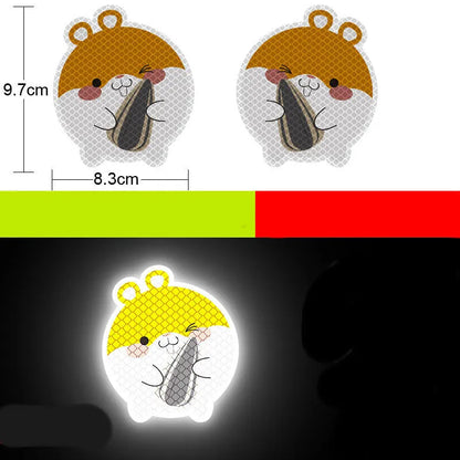 Reflective warning signs for automobiles and motorcycles with diamond film, 9cm by 5cm, in styles like Bucktooth melon seeds