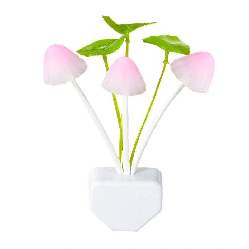 Color-changing LED mushroom night light with automatic sensor for home use