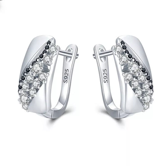 Black copper stud earrings with round design for women