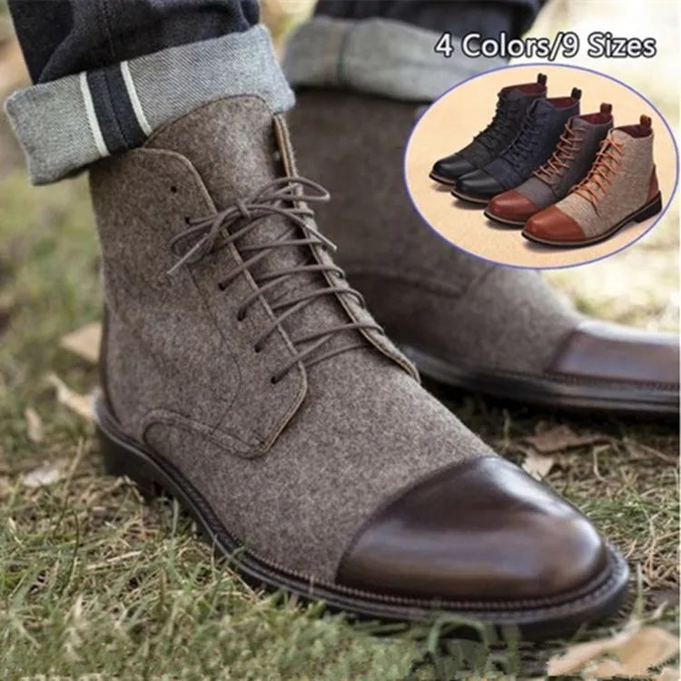 Men's leather boots with belt buckle details and rubber soles in black colour
