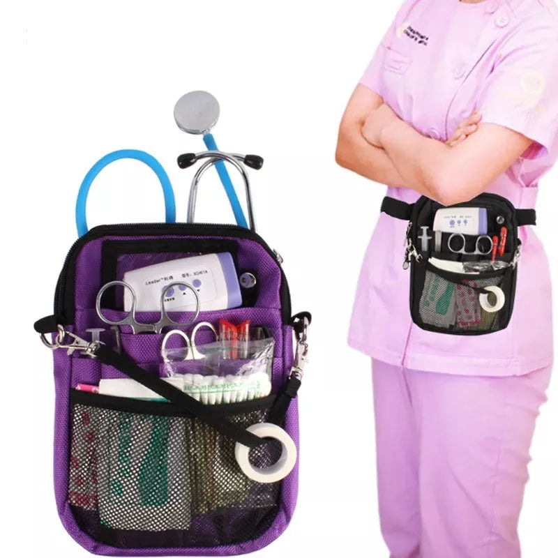 Medical staff waist bag in black, purple, navy blue, and silver gray with 15KG capacity