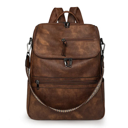 Retro college student backpack with curved shoulder straps in multiple colour options including black, blue, and yellow apricot