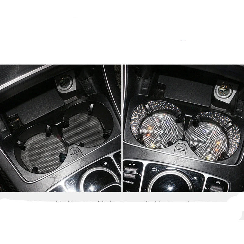 Universal Anti-Slip Silicone Cup Holder Insert with Crystal Rhinestones for Cars
