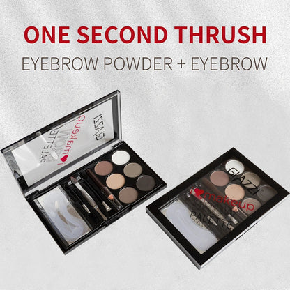 Natural Brown Eyebrow Powder Palette with brush and stencils for perfect shaping