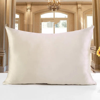 19 M double-sided silk pillowcase in apricot colour showing smooth texture and dimensions