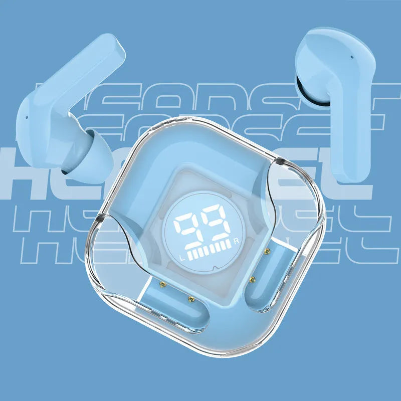 Wireless Bluetooth TWS headset in one of five colours: white, black, pink, blue, or green.