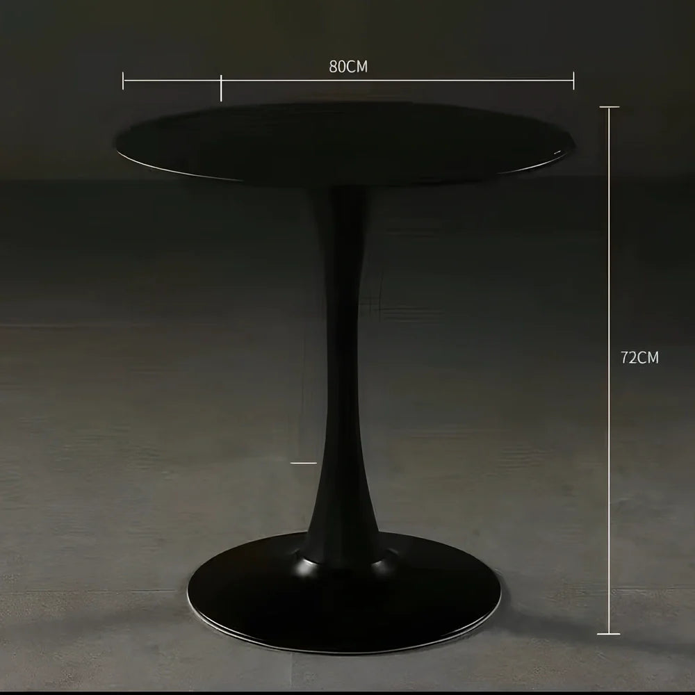 Scandinavian style coffee table with folding chairs in white finish, 60cm diameter