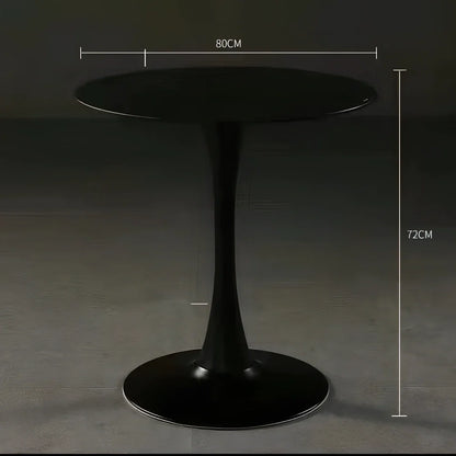 Scandinavian style coffee table with folding chairs in white finish, 60cm diameter