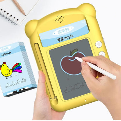Yellow ABS bilingual card early learning machine for toddlers with educational cards.