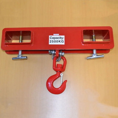 Rotatable drum crane locking forklift hook with safety device and adjustable installation on forklift forks