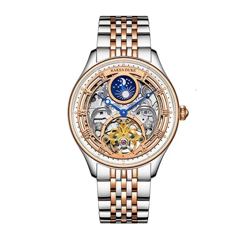 Business leisure waterproof watch with steel strap, 16mm thickness, Duke Rosa style