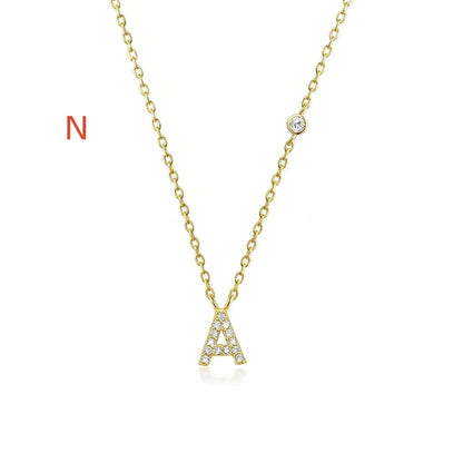 Custom Initial Necklace with sparkling CZ pendant, available in gold or silver finish