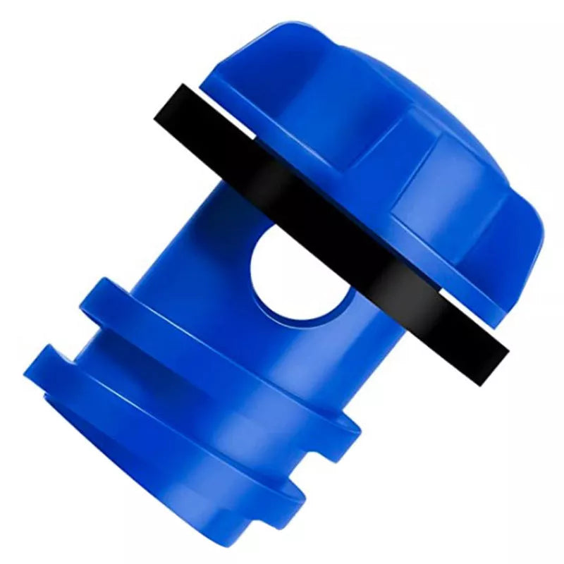 Silicone refrigerator drain plug in red, blue, black, and orange colors