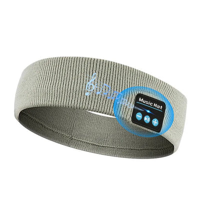 Bluetooth 5.4 head band with eye mask and sports scarf functions in black, dark grey, or grey-white colours