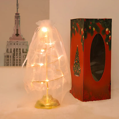 33cm tall crystal Christmas tree LED lights with warm white illumination and battery operation