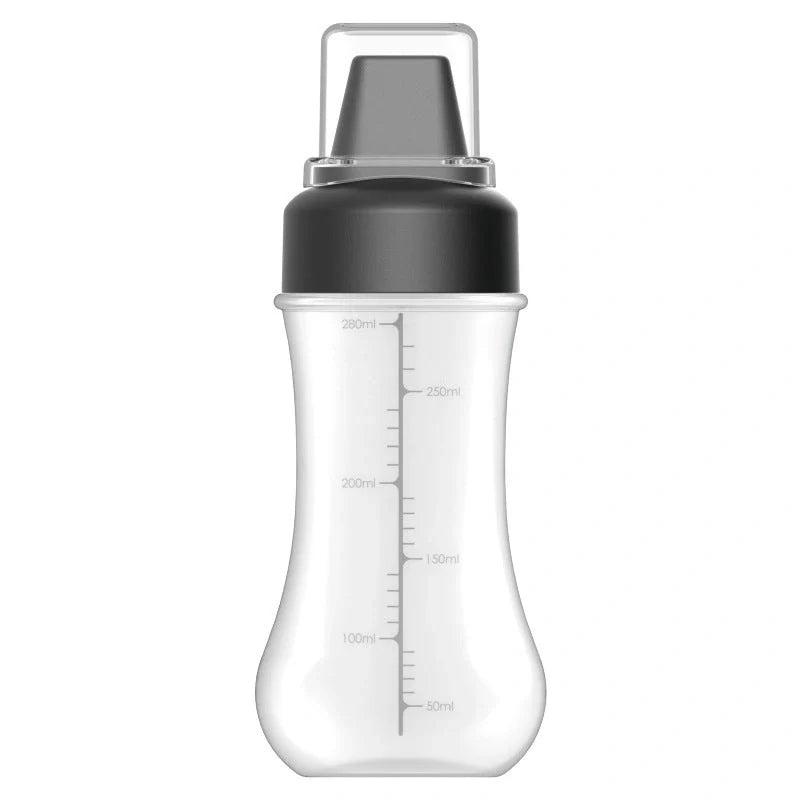 Five-hole Scale Squeezing Sauce Bottle with Lid in elegant black, grey, and Finnish red