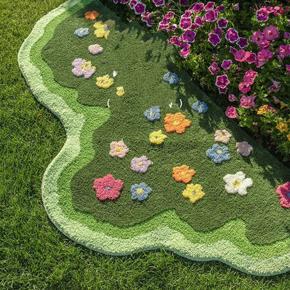Stylish plush area rug with floral pattern, available in two sizes for living room, bedroom, or entryway
