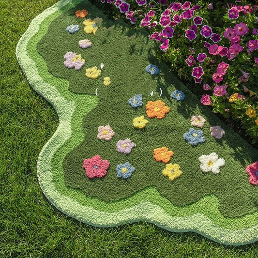 Stylish plush area rug with floral pattern, available in two sizes for living room, bedroom, or entryway