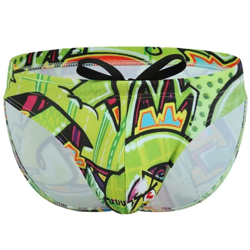 Men's printed swim trunks in quick-dry polyester fabric for swimming