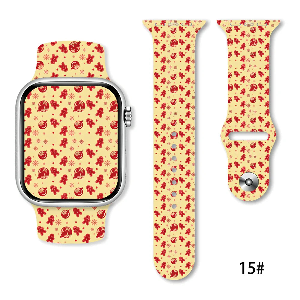 Christmas silicone watch strap in solid colours fitting 38-49mm watches with 30 colour options