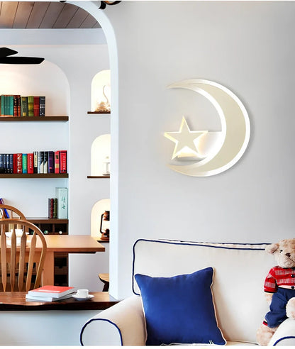 LED wall lamp with resin moon design measuring 25x22cm, hemp rope hanging, for ambient room lighting