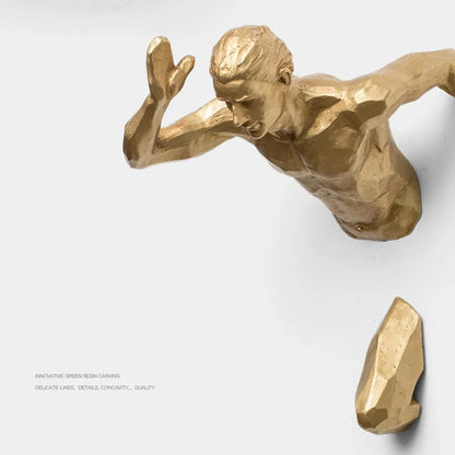 Modern resin character wall decoration in metallic finish