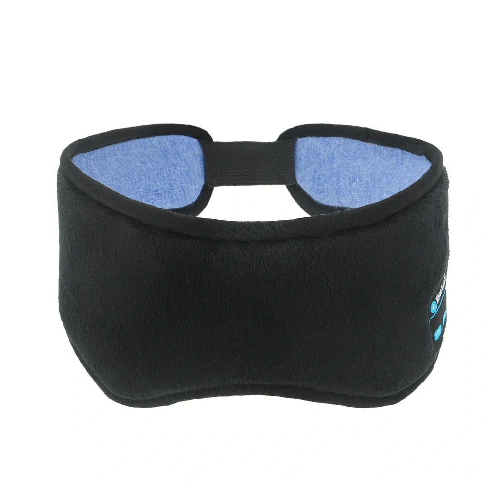 Black contoured eye mask with adjustable straps showing measurements of 20cm width and 10cm height