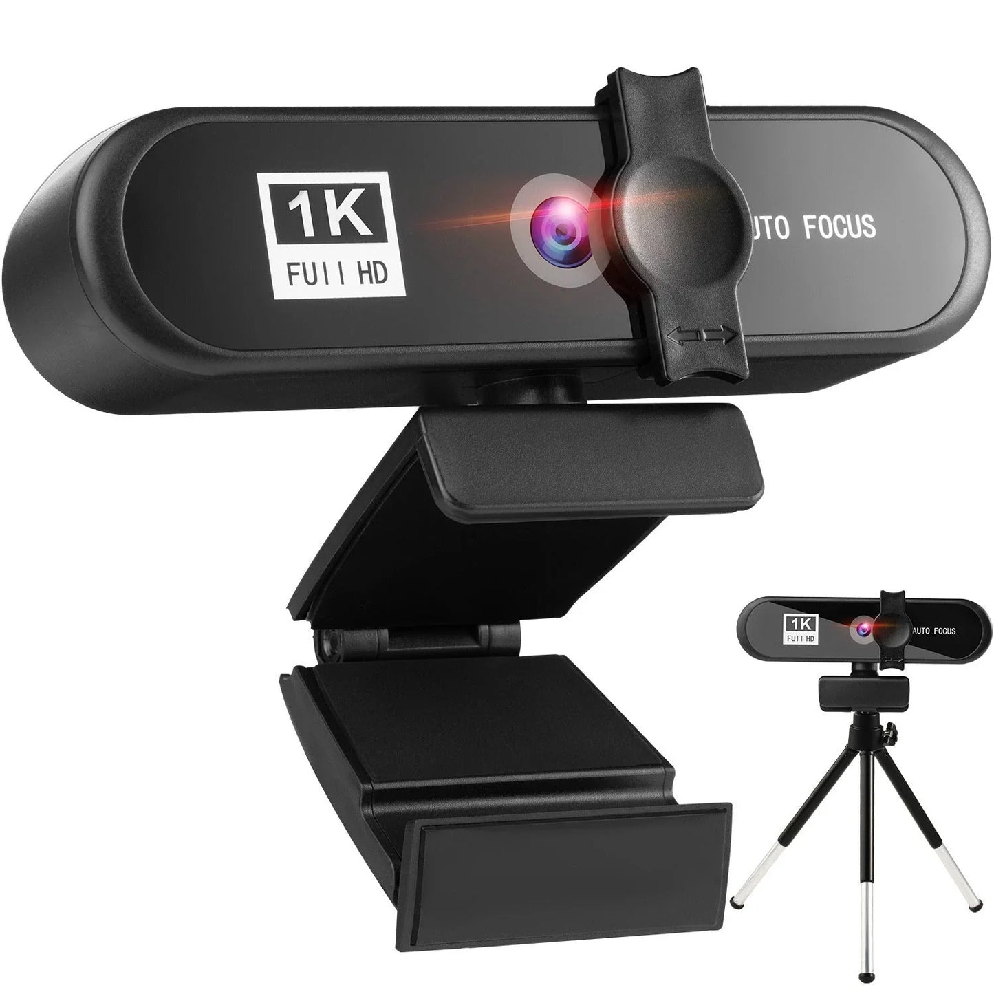 A high-quality 4K auto-focus computer camera with dual stereo microphones for exceptional video and audio performance