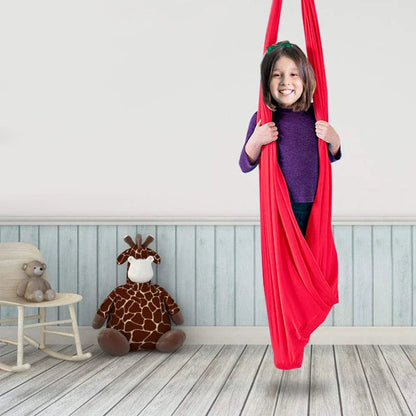 Kids' cotton hammock swing in various colors, designed for relaxation and sensory therapy