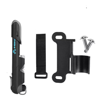 Compact bicycle mini pump with aluminum alloy construction and mounting accessories