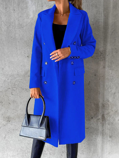 Stylish long sleeve lapel coat in various colors for trendy winter fashion