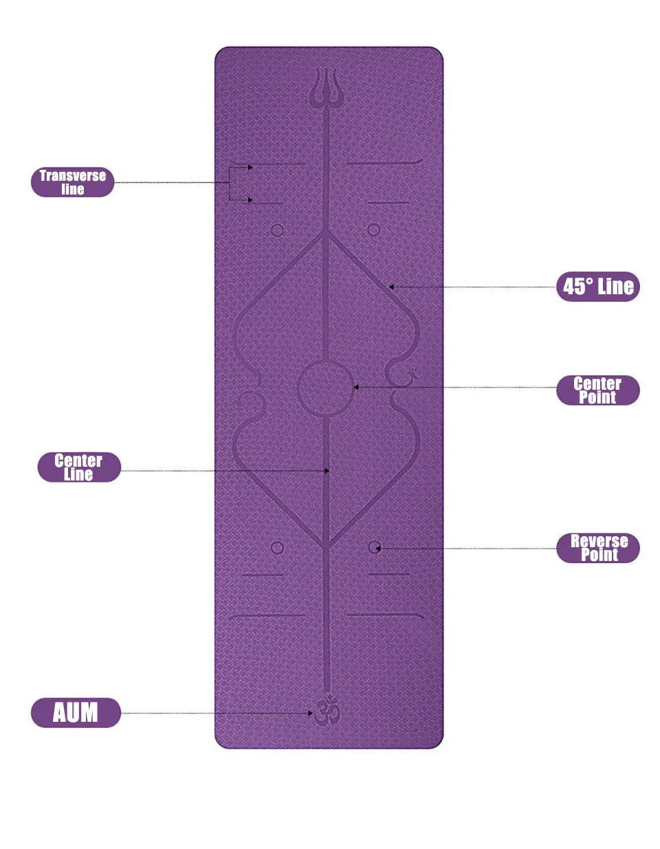 Premium non-slip yoga mat with printed alignment lines for improved form and stability during yoga practice