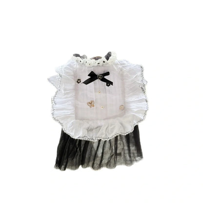 White polyester gauze skirt for small dogs with princess-style design, sizes XS to XL