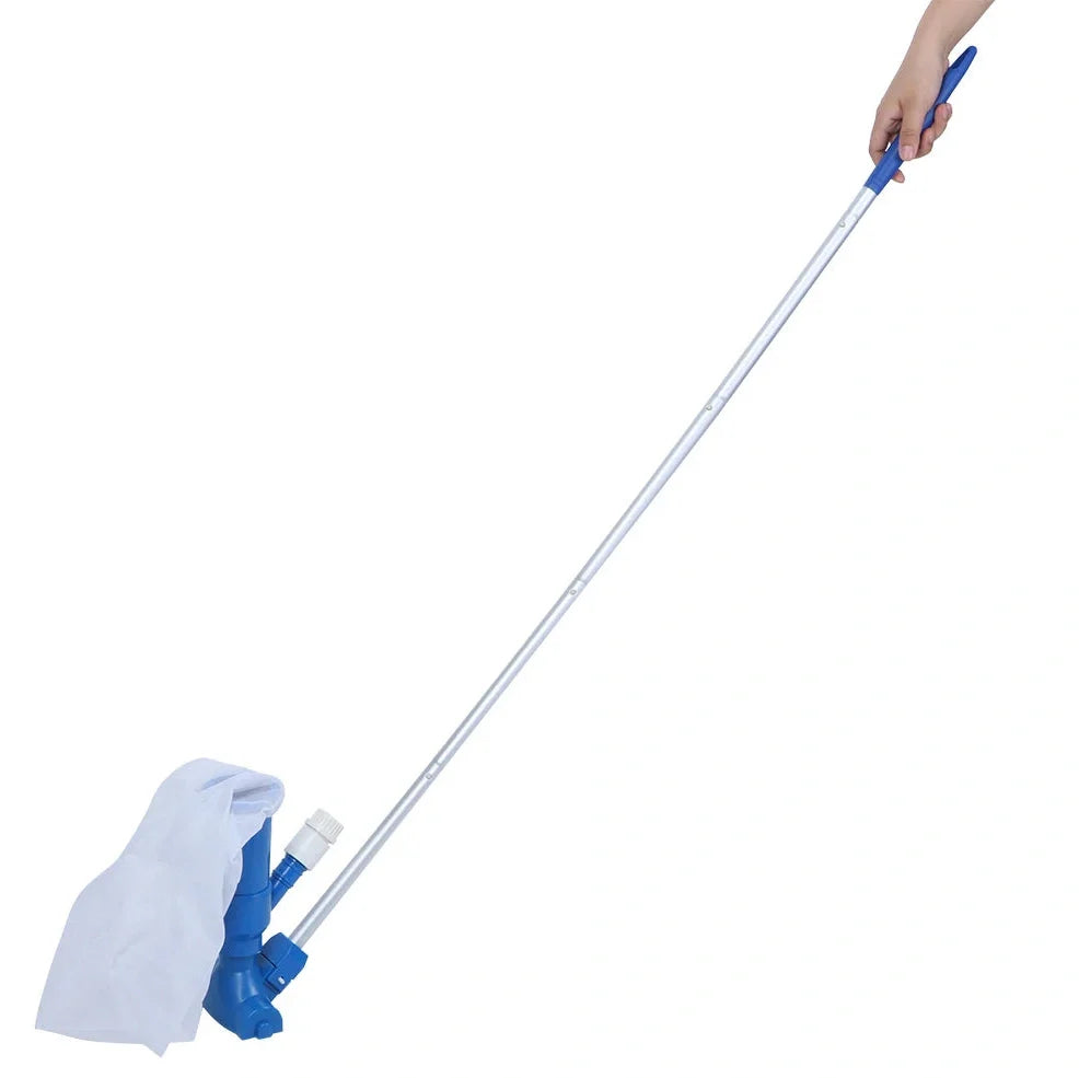 Swimming pool cleaning tool set with fine mesh head, ABS tubes, and connectors for debris removal