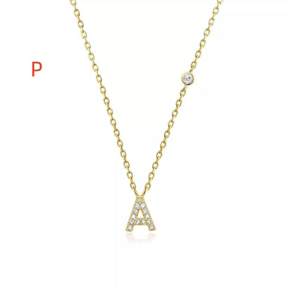 Custom Initial Necklace with sparkling CZ pendant, available in gold or silver finish