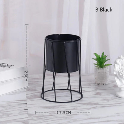 Nordic INS Simple Iron Flower Stand with detachable pot in white and black options